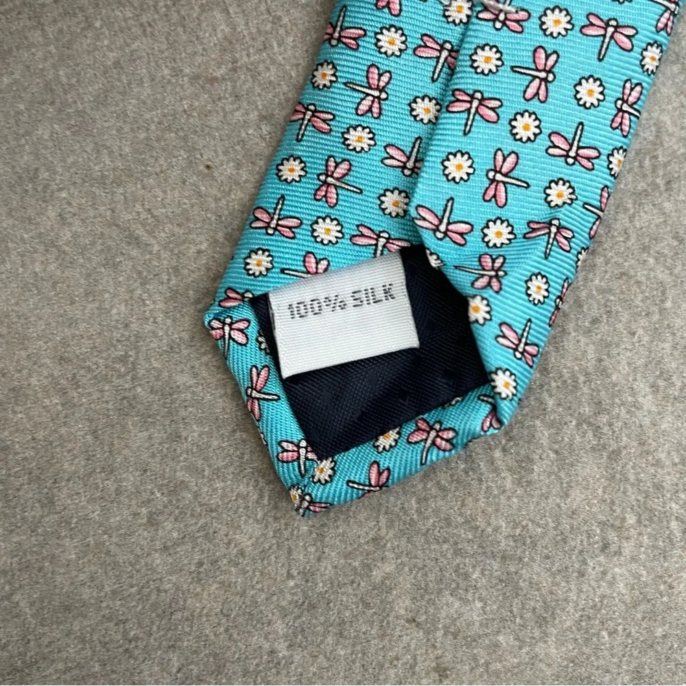 Pierre Cardin 100% Silk Mens Daisy Flower and Dragonfly Micro Print Tie